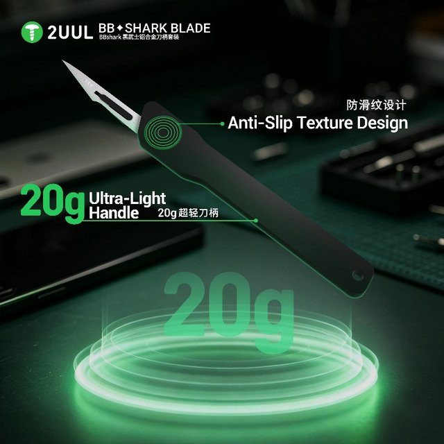 2UUL BL11 BBShark Blade Präzisionsskalpell mit Aluminiumgriff und Schnellwechselsystem für Handy-Reparatur und PCB-Schneiden - Bild 1