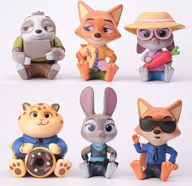 6er Set Zootopia Anime Figuren Judy und Nick aus PVC, Multicolor, Höhe: 8 cm - Bild 1