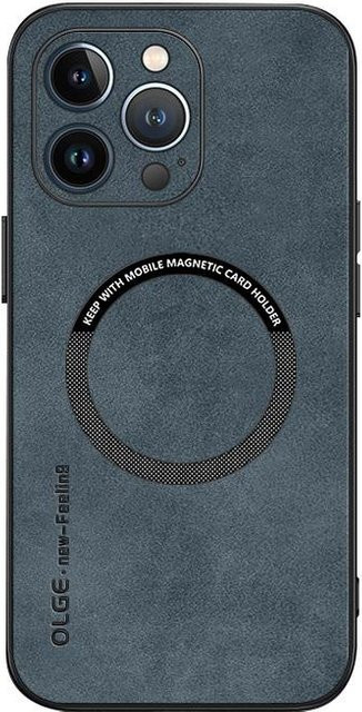 Yiran Bag Magnetische Lederhülle für iPhone 12 bis iPhone 16 Pro Max mit MagSafe und Stoßschutz, Schwarz - Bild 1