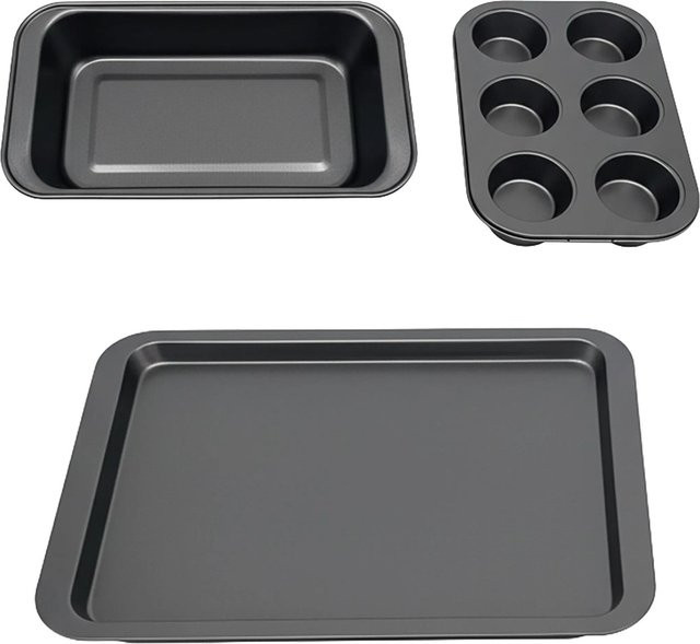 Relaxdays Backformen Set aus Carbonstahl in Dunkelgrau mit Antihaftbeschichtung, 3-teilig, B: 37 cm, T: 25,5 cm, H: 6 cm - Bild 1