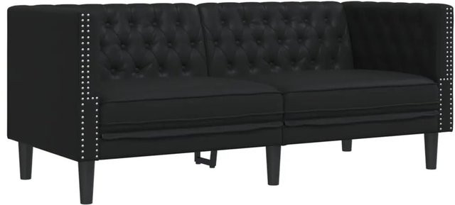 vidaXL Chesterfield-Sofa 2-Sitzer in Schwarz aus Kunstleder mit Polsterung - Bild 1