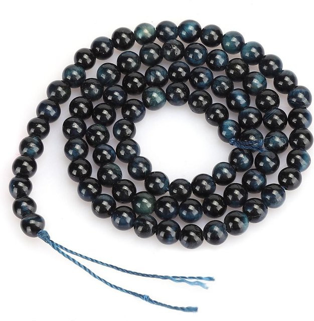 Neoglint Armband Perlen, Naturstein Blau Schwarz Tigerauge, 4 mm, Unisex - Bild 1
