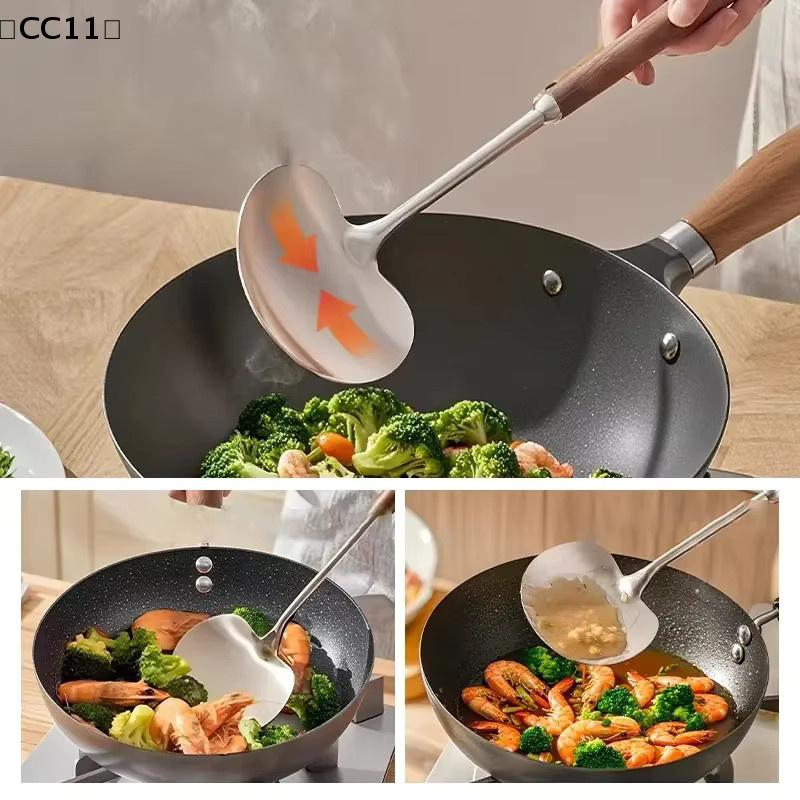 KuZHEN Edelstahlspatel mit Pilzkopf in Silber, hitzebeständiger Küchenwender zum Braten und Rühren - Bild 4