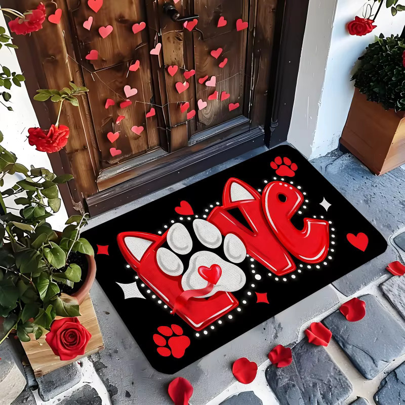 VIKAMA Valentinstag Willkommens-Fußmatte als romantische Dekoration für Innen und Außen, Mehrfarbig, B/T: 60 x 40 cm - Bild 3