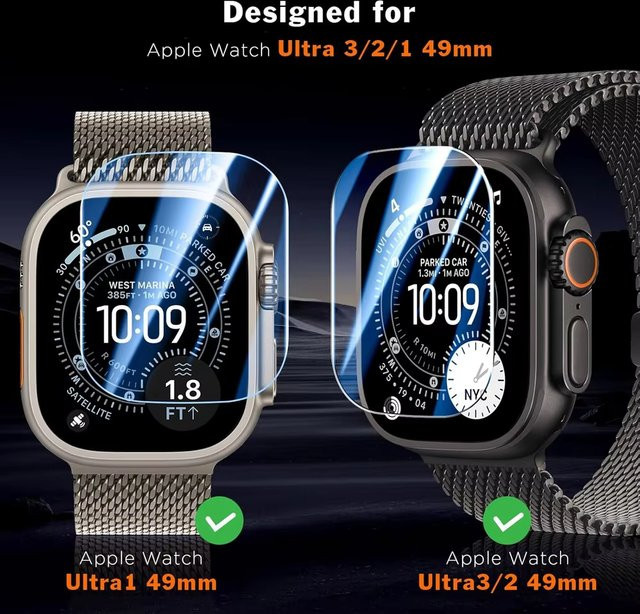 Displayschutzfolie Crested, gehärtetes Glas, Apple Watch Ultra 3 49 mm - Bild 1