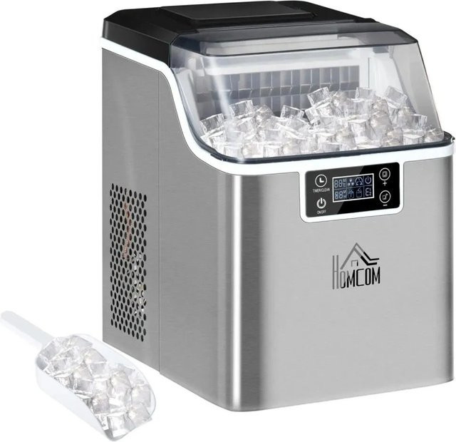 HOMCOM Eiswürfelmaschine aus rostfreiem Stahl in Silber, H x B x T: 371 x 252 x 36 cm - Bild 1