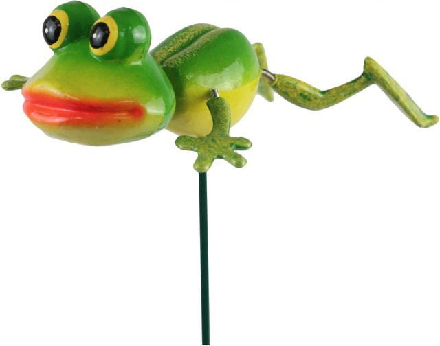 Deko-Gartenstecker Frosch in Grün aus Kunststoff, Höhe: 44 cm - Bild 1