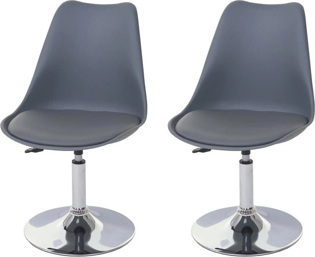 CHEFGASTRO Esszimmerstuhl Oslo 2er-Set aus Kunstleder in Dunkelgrau, drehbar mit Sitzhöhe 42 cm, B/T/H: 80 x 48 x 54 cm - Bild 1