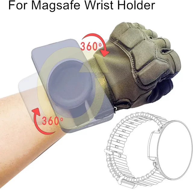 OLPAY Magnetischer Telefonhalter mit 360 Grad drehbarer Handschlaufe und Stativfunktion in Schwarz für iPhone, Samsung und Outdoor-Einsätze - Bild 1