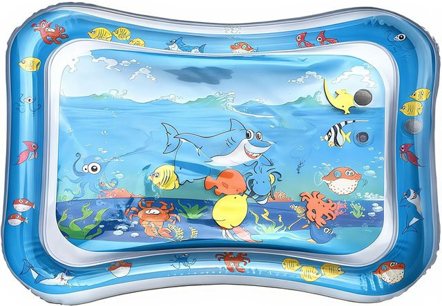 Aufblasbare Wassermatte für Babys und Kinder als tragbare und faltbare Spielunterlage in Schwarz und Weiß - Bild 1