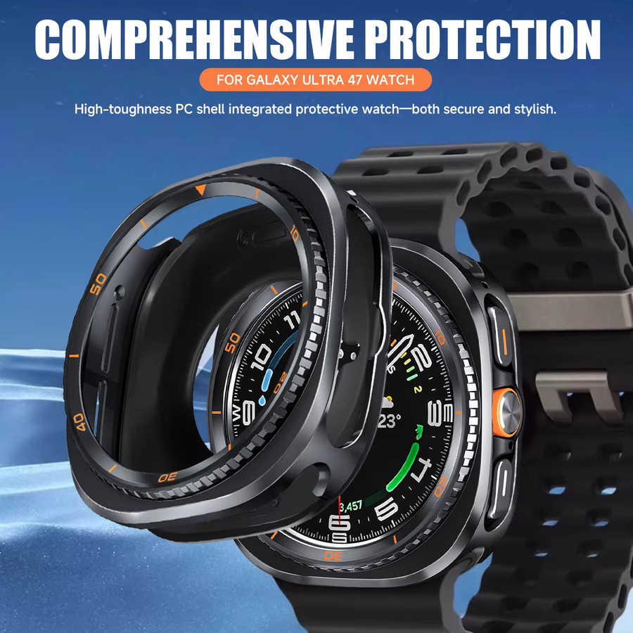 FancyWrist Uhrenzubehör Metall-Schutzhülle für Samsung Galaxy Watch Ultra, 47 mm, Edelstahl, Black Orange, Unisex - Bild 3