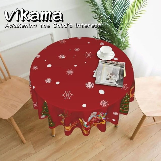 Runde Weihnachtstischdecke mit Schneemann-Design von VIKAMA für festliche Dekoration im Innenbereich - Bild 1