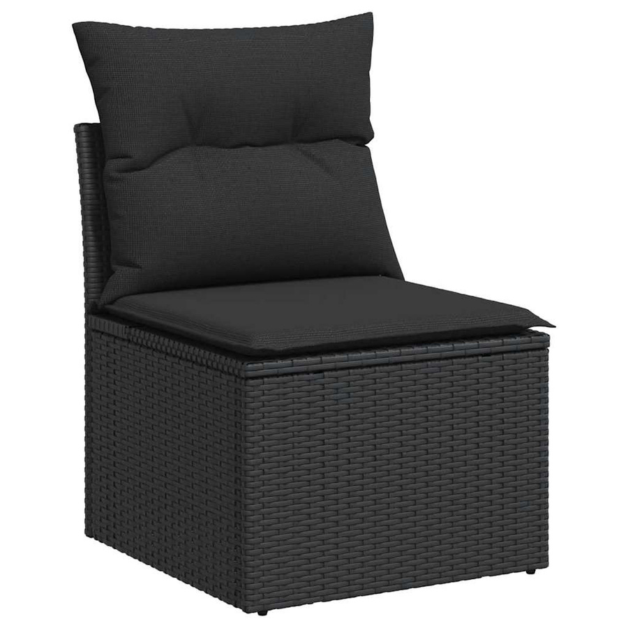 vidaXL 7-tlg. Garten-Sitzgruppe in L-Form aus Polyrattan mit Kissen in Schwarz - Bild 3