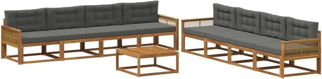 vidaXL Outdoor-Sofagarnitur L-Form aus massivem Akazienholz mit Kissen in Anthrazit und Braun - Bild 1