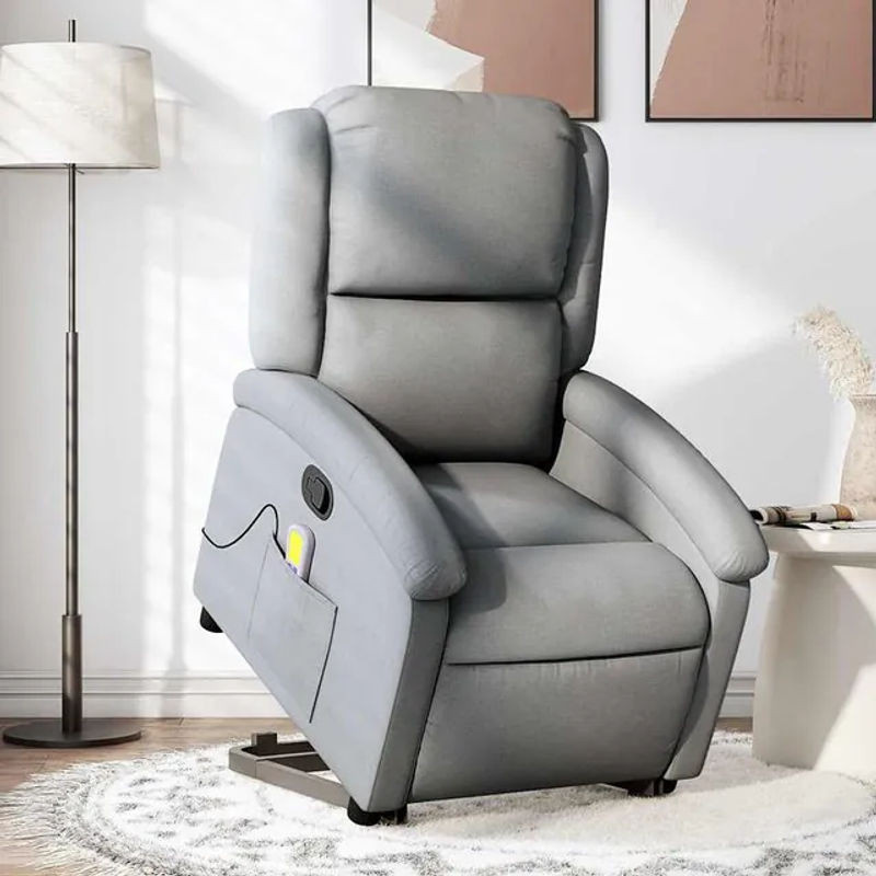 Vidaxl Relaxsessel Aufstehhilfe Massagesessel verstellbar in Grau aus Stoff - Bild 1