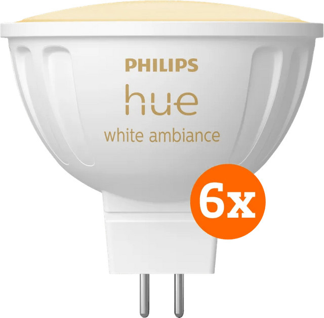 Philips Hue White Ambiance LED Spot MR16 GU5.3 6er-Pack dimmbar mit Bluetooth - Bild 1