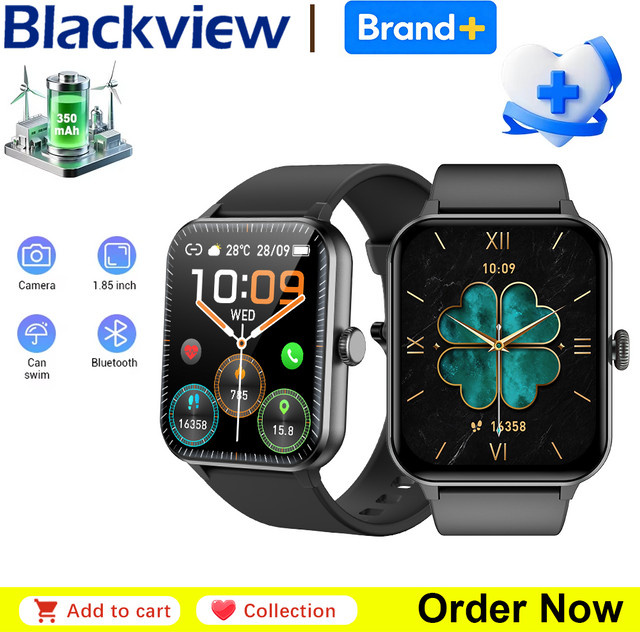 Blackview R50 Smartwatch mit 1,85 Zoll TFT-Display, Bluetooth-Anrufen und Gesundheitsüberwachung für Damen und Herren in Schwarz oder Pink - Bild 1