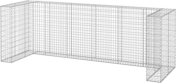 vidaXL Gabionenwand für Mülltonnen aus verzinktem Stahl in Silber, B/T/H: 325 x 100 x 110 cm
