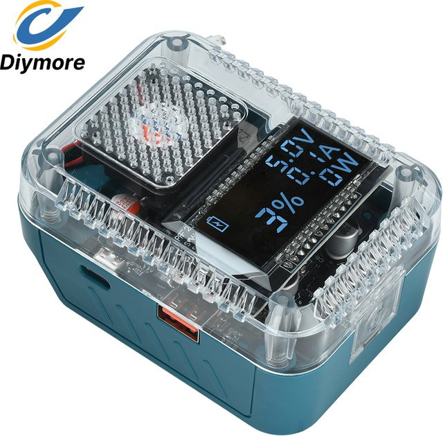 diymore Digitalanzeige-Adapter mit bidirektionalem Laden und PD 3.1 140 W Typ C für Makita Lithium-Ionen-Akkuladegeräte - Bild 1