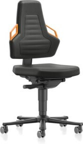 Bimos Nexxit Drehstuhl mit Rollen und Stoffpolster in Schwarz-Orange mit automatischer Gewichtsregulierung und Sitztiefenverstellung, Sitzhöhe: 45,0 - 60,0 cm - Bild 1