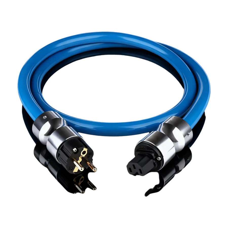 Preffair OCC Versilbertes Stromkabel mit EMV-Abschirmung, US-Stecker, HIFI EU-Version, Schuko-Netzkabel in Blau und Silber - Bild 3