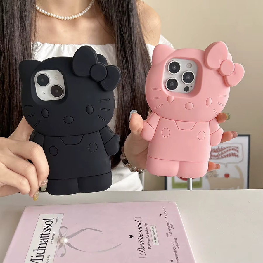 Sanrio Hello Kitty Handyhülle aus weichem Silikon mit 3D-Design für iPhone 17 16 15 14 13 12 Pro Max - Bild 2