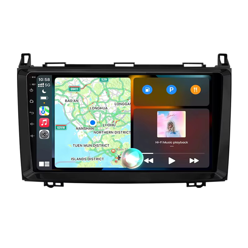 Junsun 8 Core Wireless CarPlay und Android Auto Autoradio mit 4G und WiFi für Mercedes Benz W164 W169 W245 B200 W906 Sprinter W639 Vito in Schwarz - Bild 5
