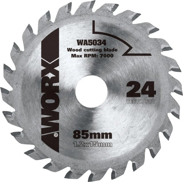 Worx Handkreissägeblatt WA5034 mit 24 Zähnen, Carbide-Tipped für Holz und Metall, Farben: Rot, Schwarz, Silber - Bild 1