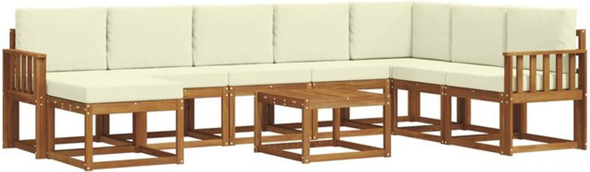 Modernes Outdoor-Sofagarnitur Set aus Akazienholz mit 9-teiligen Kissen in Natur und Beige von vidaXL - Bild 1