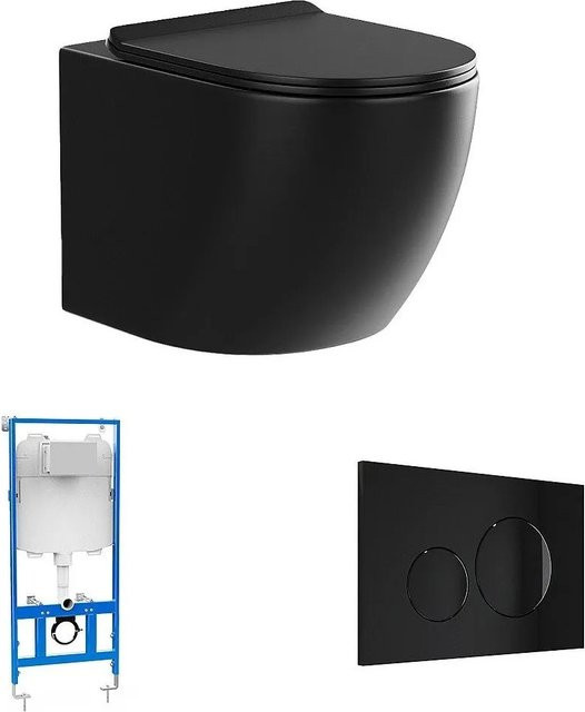 Vente-unique Hänge-WC aus Keramik in Schwarz, Breite: 36 cm - Bild 1