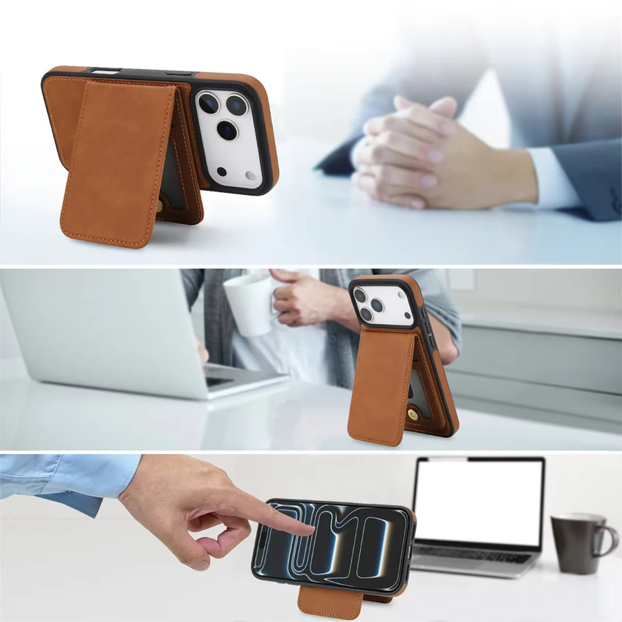 2in1 Magnetische abnehmbare Flip Leder Handyhülle mit Kartenhalter und Kickstand für Apple iPhone 16 15 14 13 12 Pro Max in Braun - Bild 5