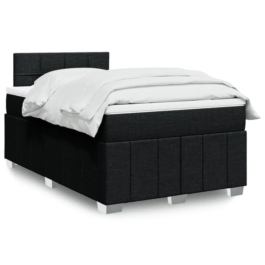 vidaXL Boxspringbett mit Matratze Schwarz aus Stoff mit USB-Ladeanschluss und Unterbettbeleuchtung B/T/H: 120 x 190 x 100,5 cm - Bild 2