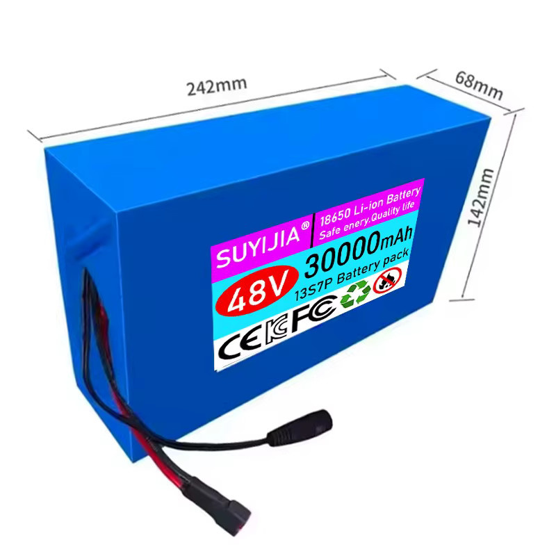 SUYIJIA Lithium-Ionen-Akku 48V 30Ah 30000mAh mit integriertem 60A BMS für 500-1500W Elektromotoren inklusive 54,6V 2A Ladegerät, Blau - Bild 2
