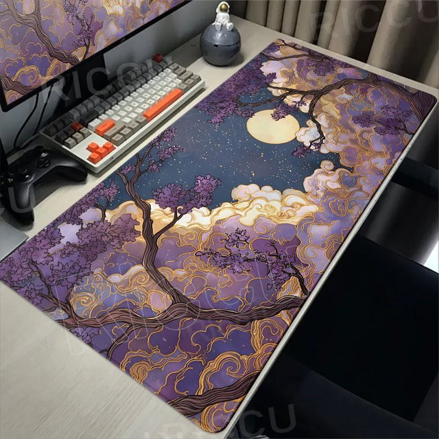 Riccu XXL Gaming-Mauspad mit Mondlicht, Sternenhimmel und Lavendel-Design in Multicolour - Bild 1