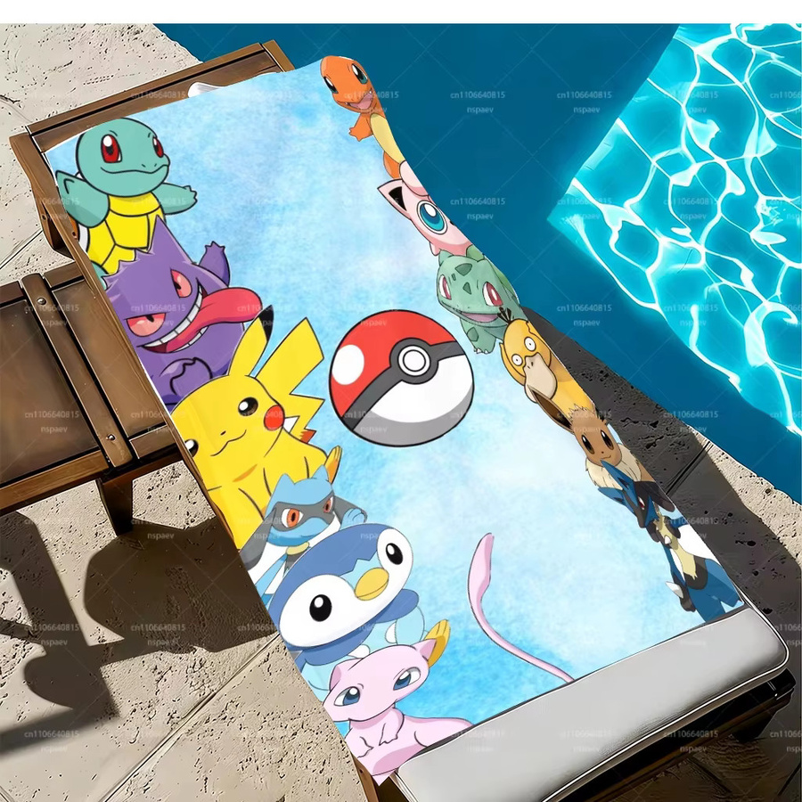 Potdemiel Pokemon All-Star Group Strandtuch aus Mikrofaser, mehrfarbig, schnelltrocknend und sandfrei - Bild 2