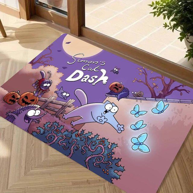 Antirutsch Bodenmatte mit Simons Katze Cartoon Motiv für Wohnzimmer, Küche oder Badezimmer, B/T: 60 x 40 cm, Mehrfarbig - Bild 1