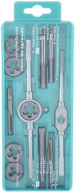 Meterk Handwerkzeug-Set mit 12 Schrauben und Muttern M6 M12 sowie Wasserhahn-Schlüssel in Grau und Silber - Bild 1