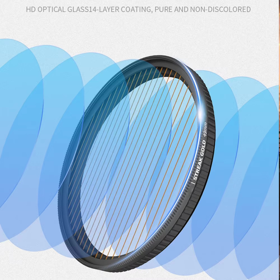 FOTOFLY Universeller Kameraobjektivfilter mit Goldstreifen und weichem Fokus in Gold und Blau - Bild 3