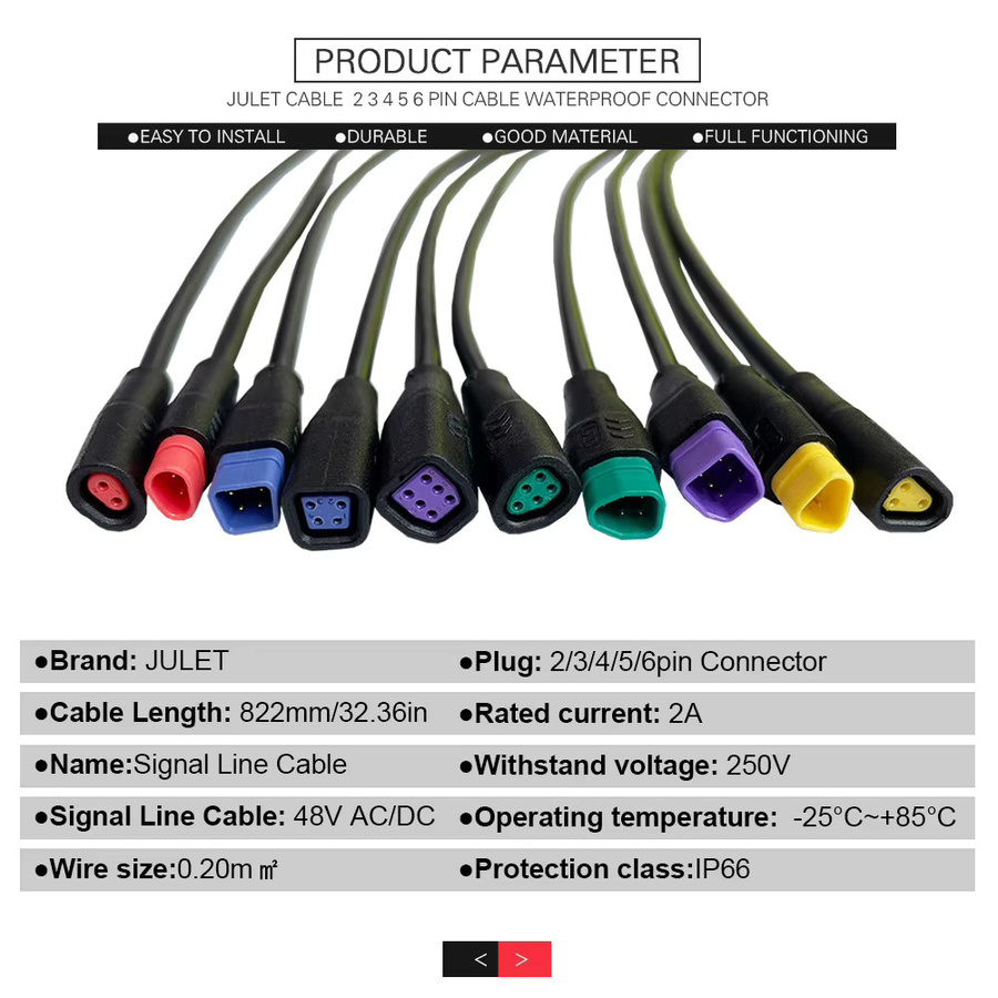 Julet E-Bike Stecker Set Wasserdichte Signalleitung Männlich und Weiblich mit 2/3/4/5/6 Pin Optionen - Bild 3