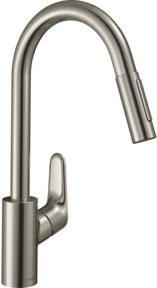 Hansgrohe Spültisch-Einhebelmischer Focus M41 EcoSmart in Edelstahl-Optik mit ausziehbarem Brausekopf und 2 Strahlarten - Bild 1