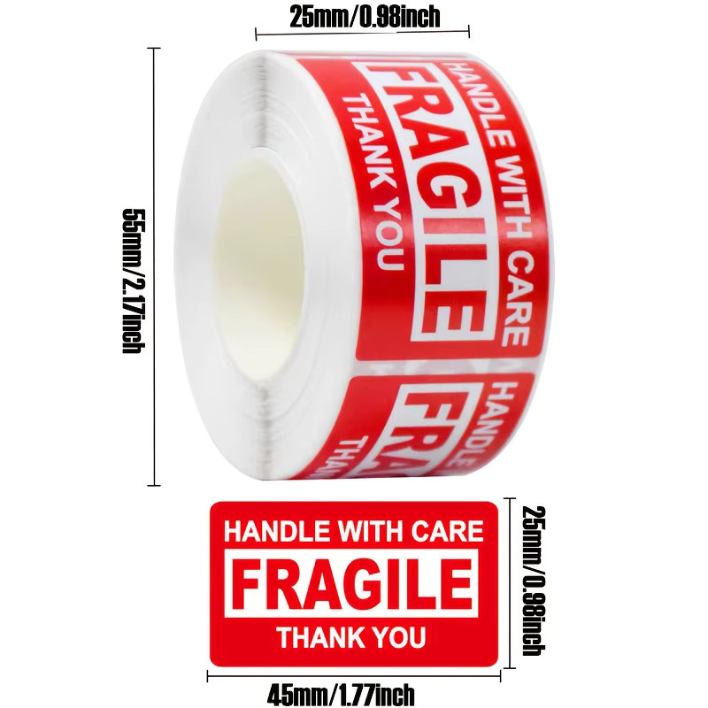 250 Fragile Warnaufkleber pro Rolle mit starker Klebekraft für Glas und empfindliche Sendungen - Bild 1
