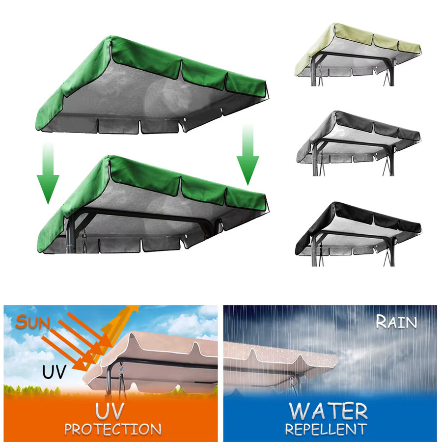 Wasserdichter Outdoor Schaukel Stuhl Bezug als Sonnenschutz Baldachin für Garten und Spielplatz in Schwarz - Bild 2