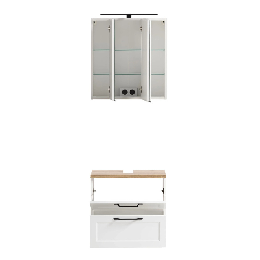 Held Möbel Badezimmer-Set Padua 2-tlg. Unterbeckenschrank und Spiegelschrank in matt Weiß - Bild 1