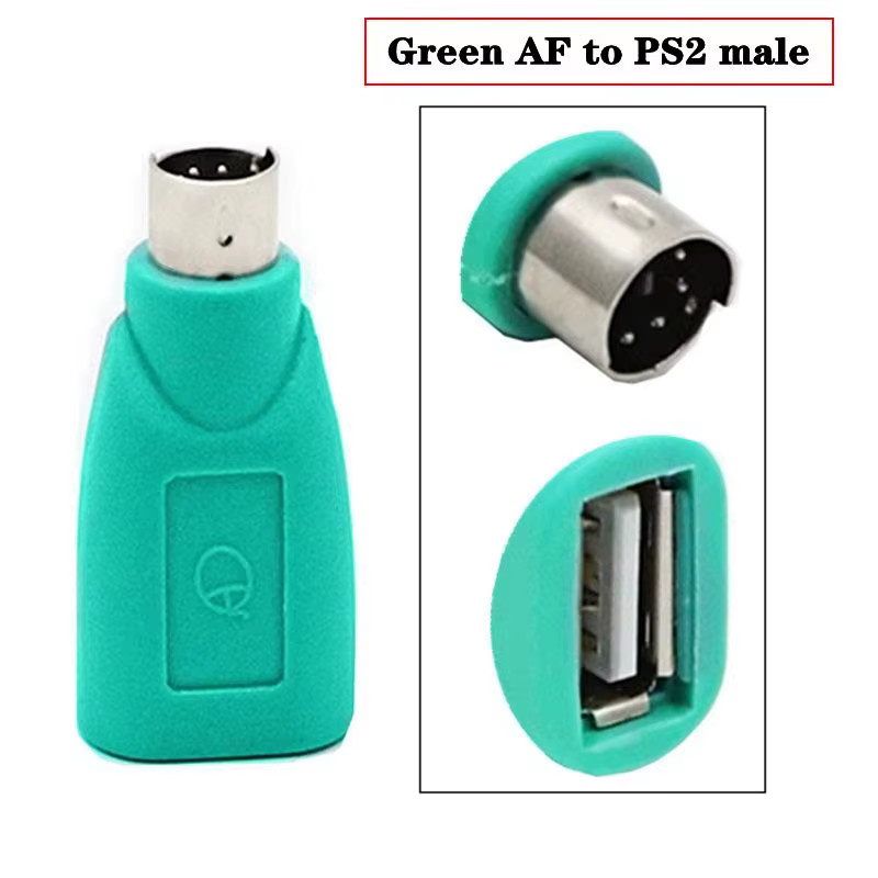 PS2 zu USB Adapter für Tastatur und Maus in Lila und Grün - Bild 1