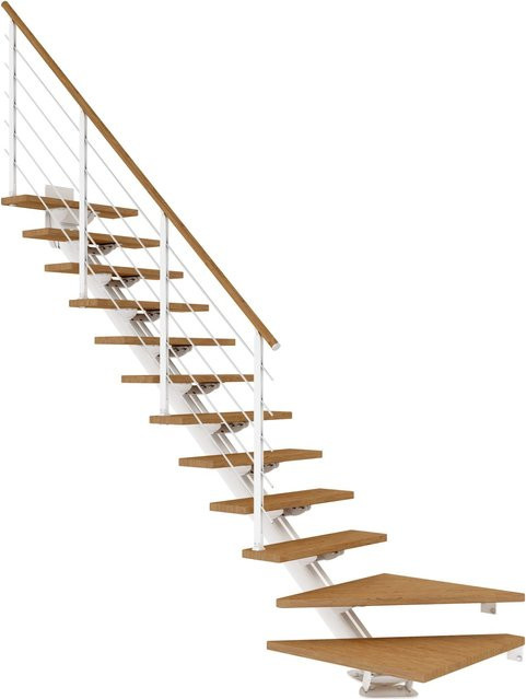 Dolle Mittelholmtreppe Sydney 11 Stufen Eiche 1/4gew. mit weißen Metallteilen - Bild 1