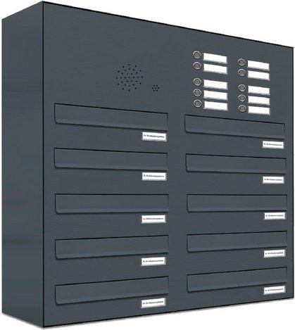AL Briefkasten für 10 Parteien mit Zaundurchwurf, grau, B/H/T: 76,8 x 80,5 x 27,5 cm - Bild 1
