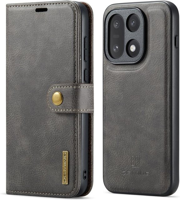 Magnetische Leder-Flip-Hülle für OnePlus 15 13 12 11 10 Pro in Grau mit Ständer und Kartenfach - Bild 1