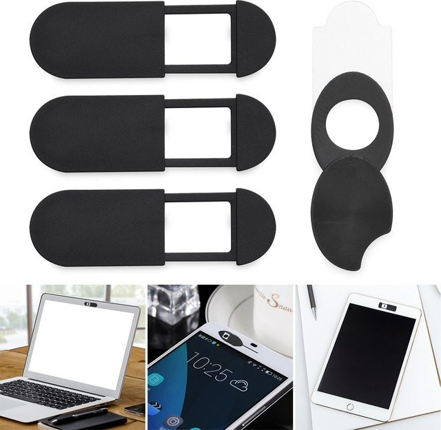 3er-Pack Universal Webcam Abdeckung Shutter in Schwarz für Laptop, Tablet, Smartphone und Computer - Bild 1
