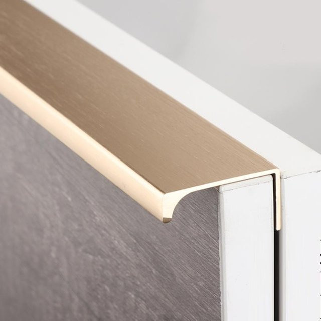 Unsichtbare Schubladengriffe für Küche und Kommoden in Schwarz und Gold, Aluminium gebürstet, Länge: 120 mm - Bild 1