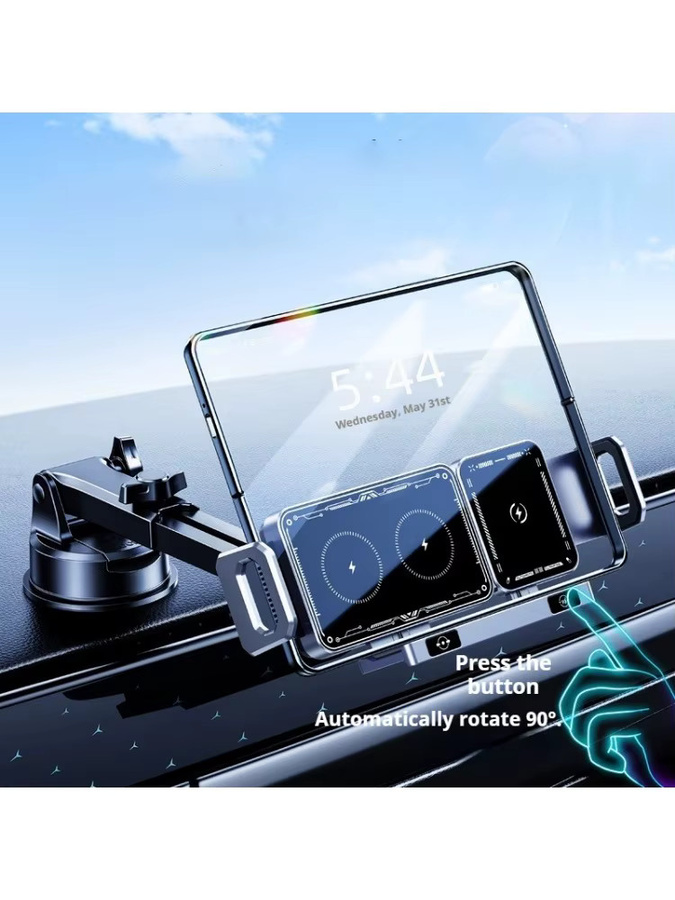 Eary Kabelloses Auto-Ladegerät 15W und Autohalterung für Lüftungsschlitz oder Armaturenbrett in Schwarz, kompatibel mit Samsung Z Fold 7 6 5 4 und iPhone 17 Pro Max - Bild 6